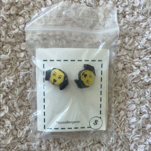 NWT WOOD PUPPY EARRINGS